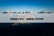 合肥精品二手车？ 合肥精品二手车市场？