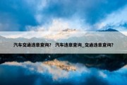 汽车交通违章查询？ 汽车违章查询_交通违章查询？