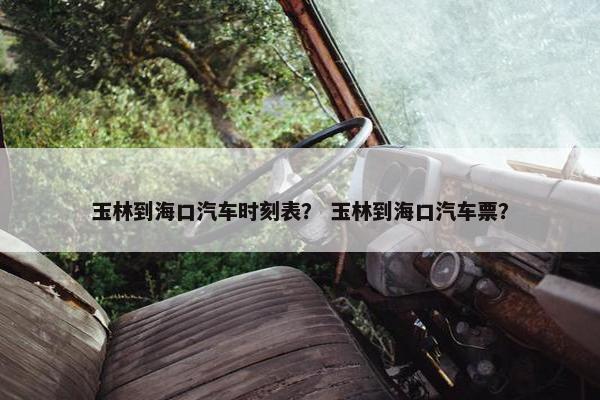 玉林到海口汽车时刻表？ 玉林到海口汽车票？
