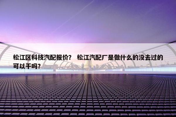 松江区科技汽配报价？ 松江汽配厂是做什么的没去过的可以干吗？