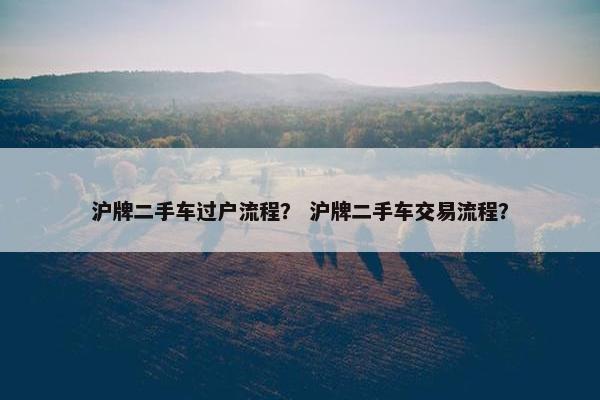 沪牌二手车过户流程？ 沪牌二手车交易流程？