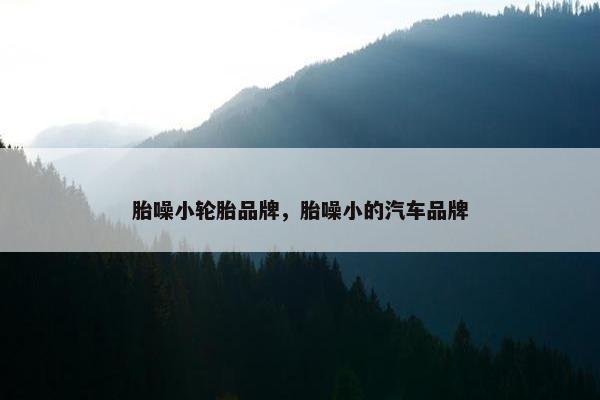 胎噪小轮胎品牌，胎噪小的汽车品牌
